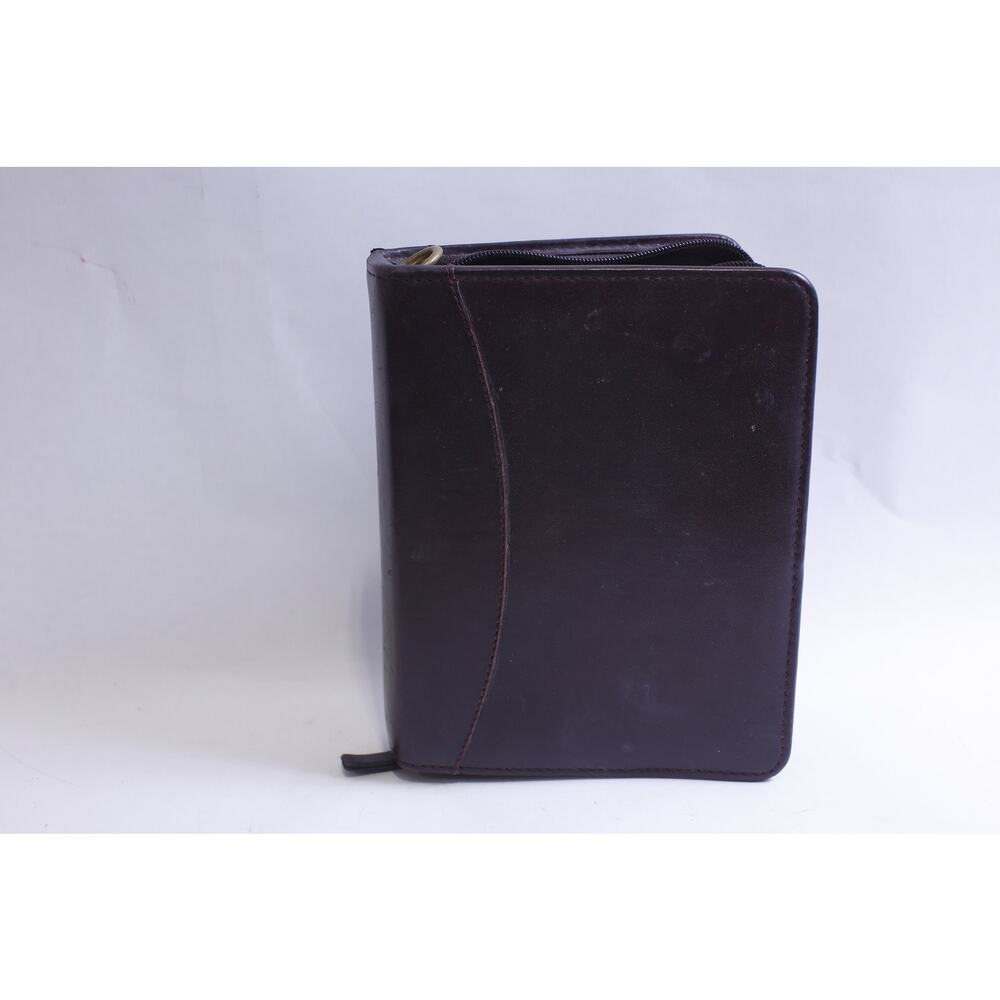 Franklin Day Planner, Brown, Full-Grain Aniline Leather, Binder, Zipper Lock